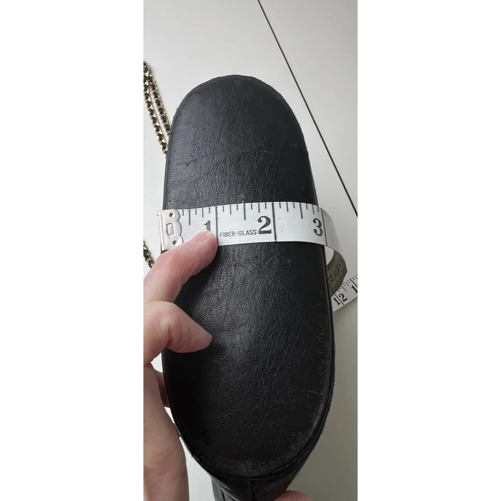 Koret Vintage Black Leather Quilted Shoulder Handbag Tassel Chain Straps
